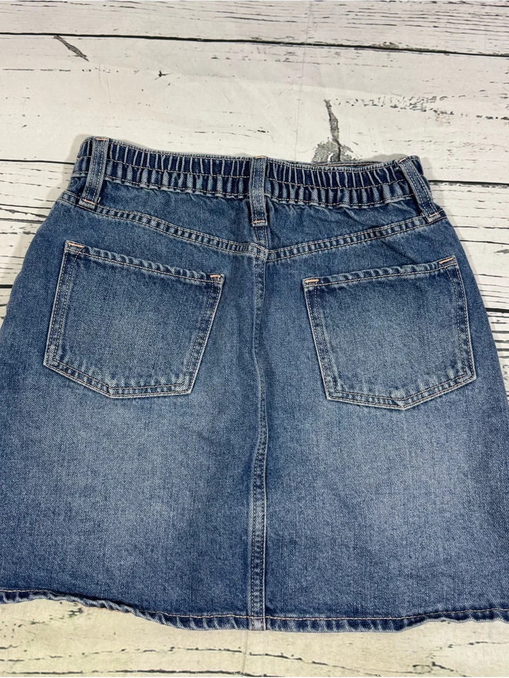 Old Navy Jean Skirt Button Front Light Wash Denim Girl's Size XL 14-16 EUC